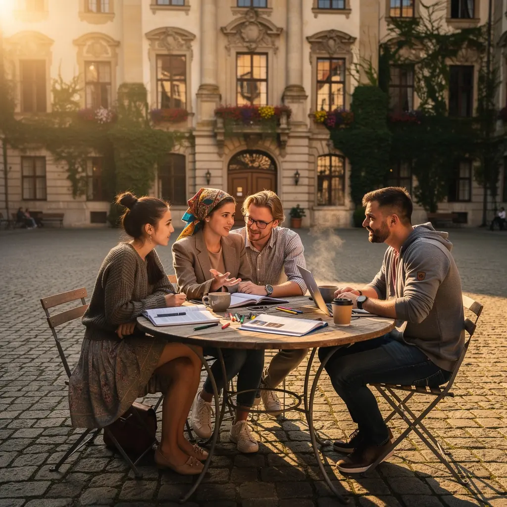 Ein Dozent erklärt die Grundlagen der kulturellen Anthropologie vor einer digitalen Präsentation.